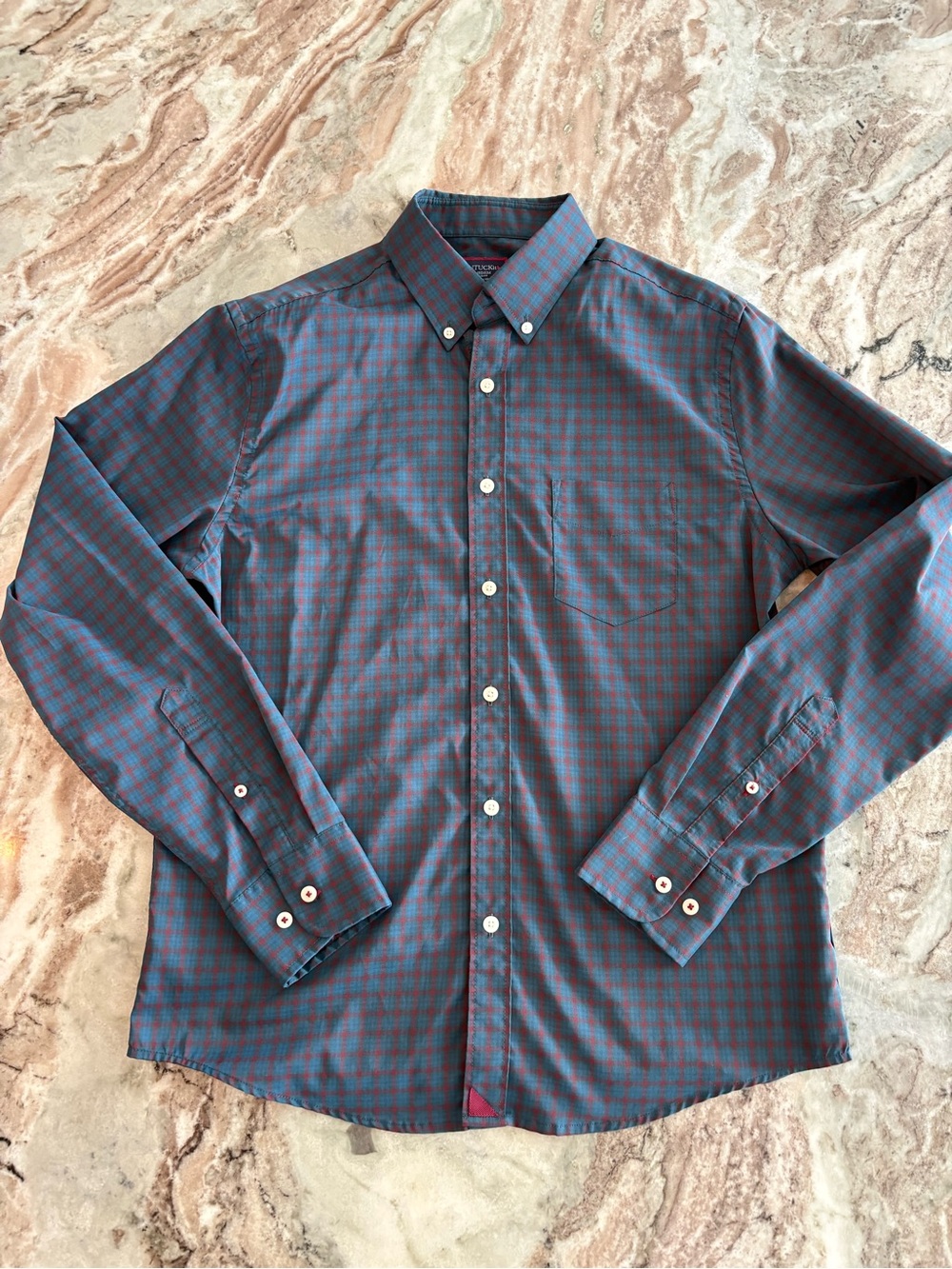 UNTUCKit Garagno Slim Fit Button-Up Shirt in Blue Red Medium